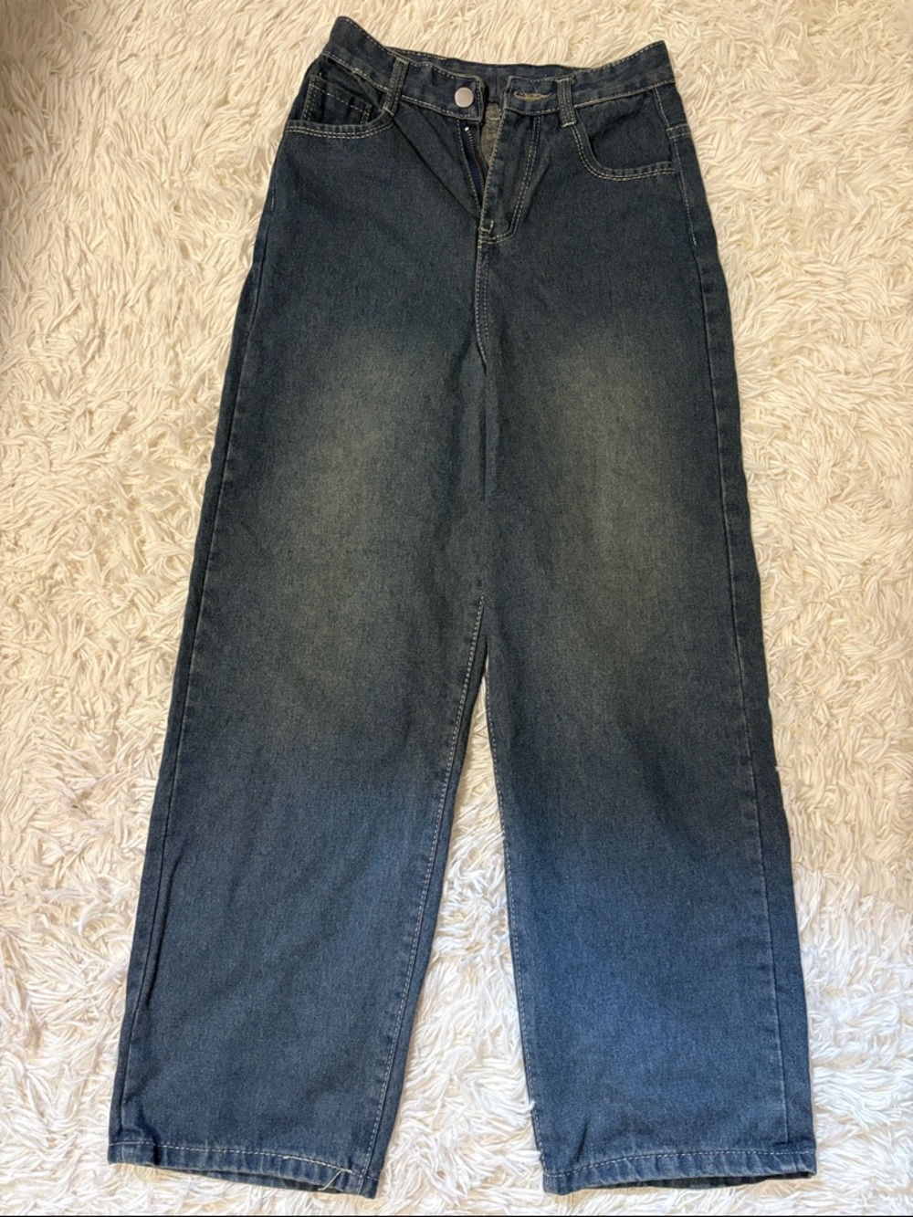 High-Waisted Straight Leg Dark Wash Jeans